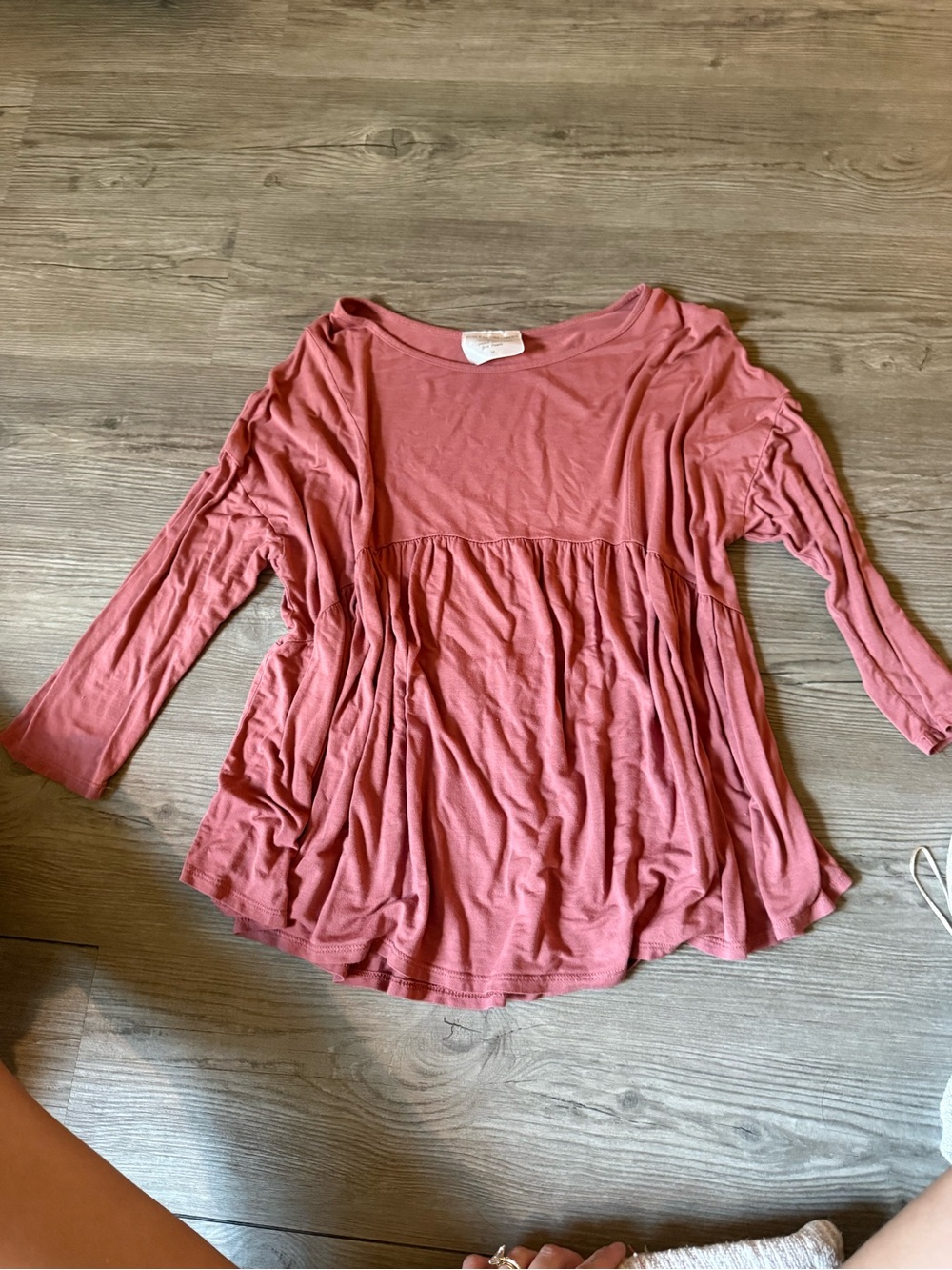 Women's Long Sleeve Babydoll Top - Dusty Rose